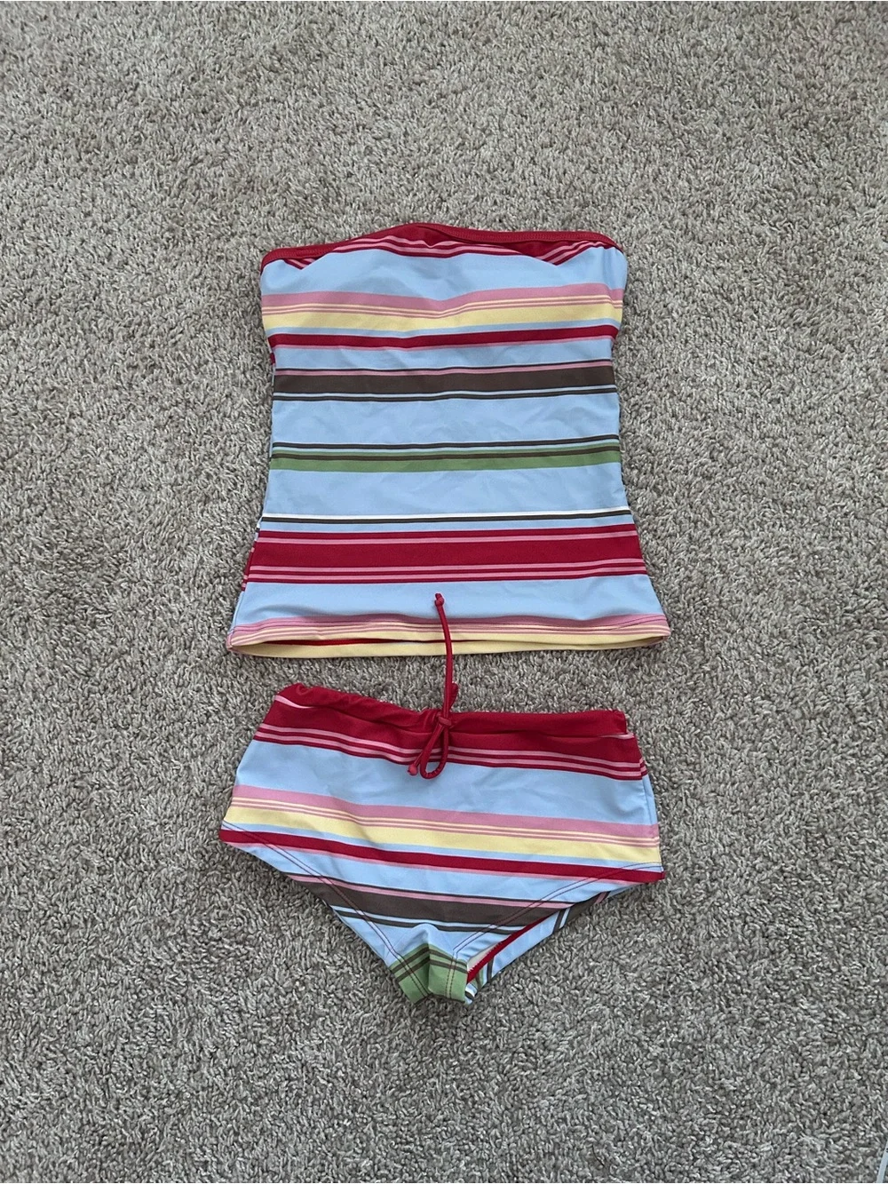 NWOT Tween RAD Swimwear ‘Brooke’ Striped Boyshorts Tankini Set size 12